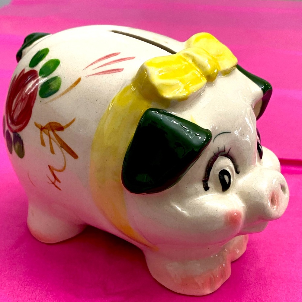VINTAGE HAND PAINTED PORCELAIN “PIGGY BANK”
